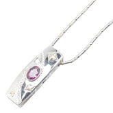 K18WG ホワイトゴールド アメジスト0.97ct ダイヤ0.13ct スクエアプレート ネックレス レディース 【中古】